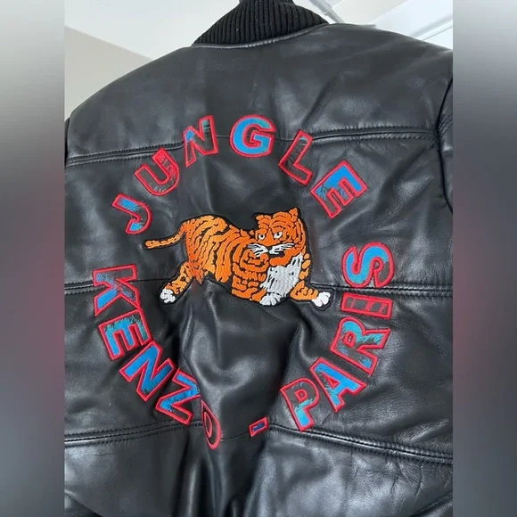 Kenzo H&m Leather Bomber Jacket Coat F/w 16 Medium Black Paris Winter